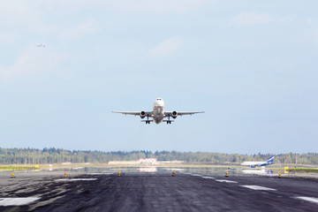 Airbus  take-off runway in airport