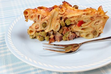 portion of pasta casserole