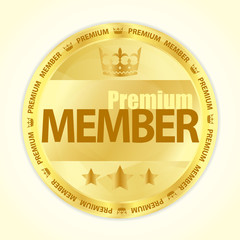Badge with title Premium member in gold color