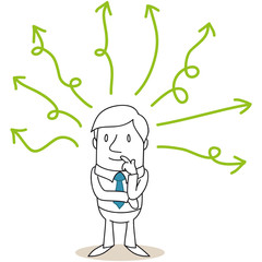 Geschäftsmann, ratlos, Entscheidung treffen