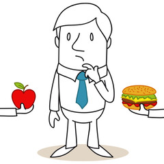 Geschäftsmann, Entscheidung, Gesunde Ernährung