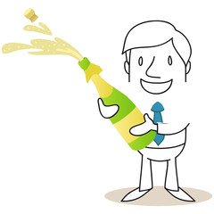 Geschäftsmann, feiern, Schampus, Champagner