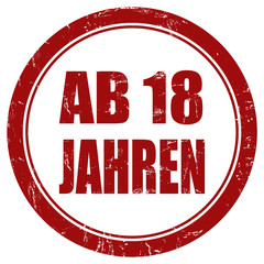 Grunge Stempel rot rund AB 18 JAHREN