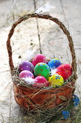 Easter eggs in basket