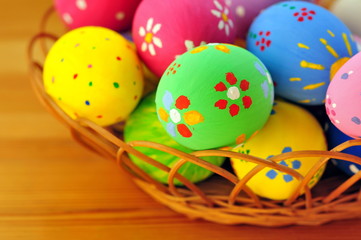 Easter eggs in basket