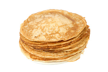 Many pancakes isolated on a white