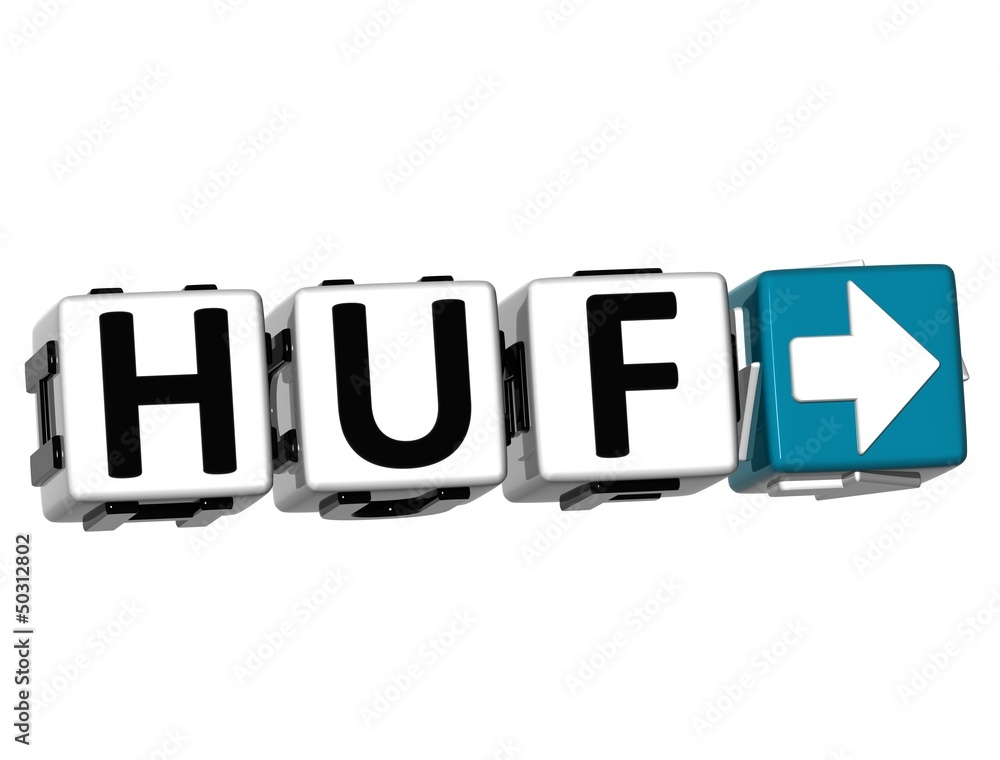 Poster 3d hungarian forint currency huf button click here block text