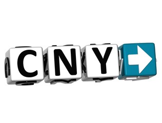 3D Chinese Yuan  Currency CNY Button Click Here Block Text