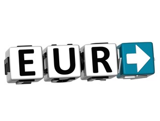 3D European Union Euro Currency EUR Button Click Here Block Text