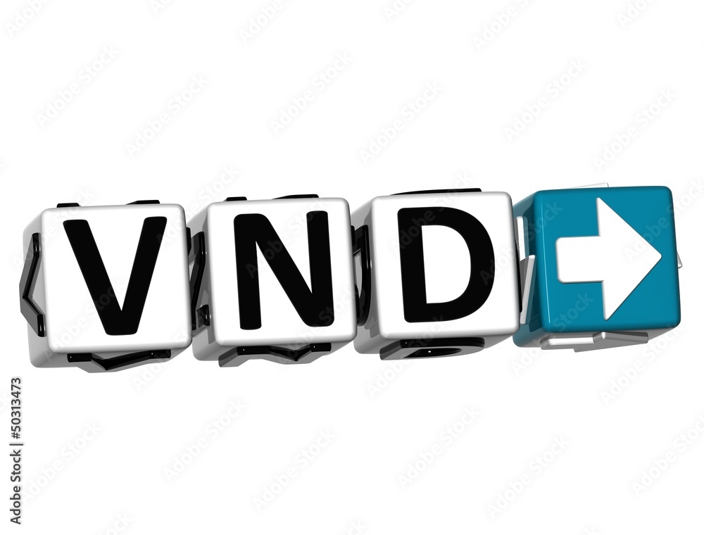 Poster 3d vietnamese dong currency vnd button click here block text