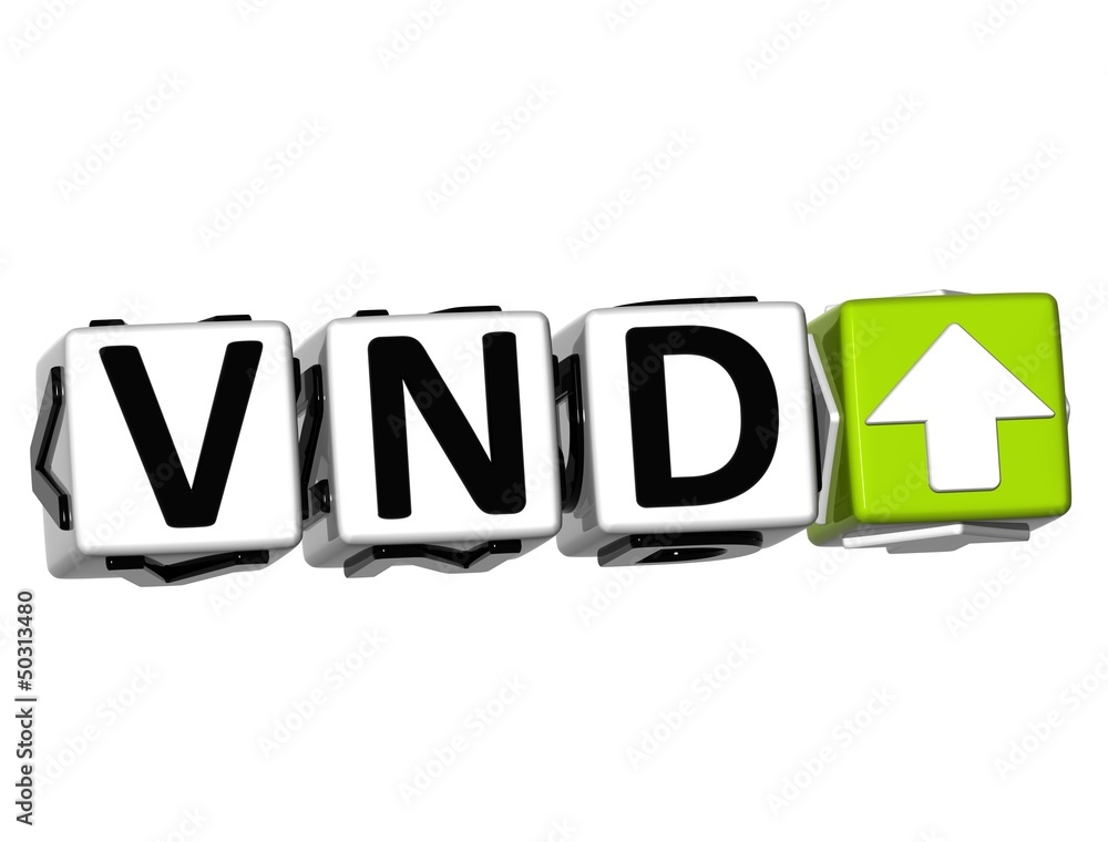 Poster 3d vietnamese dong currency vnd button click here block text