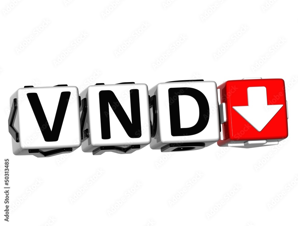 Poster 3d vietnamese dong currency vnd button click here block text