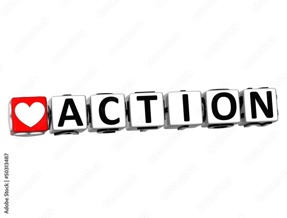 Poster 3d love action button click here block text