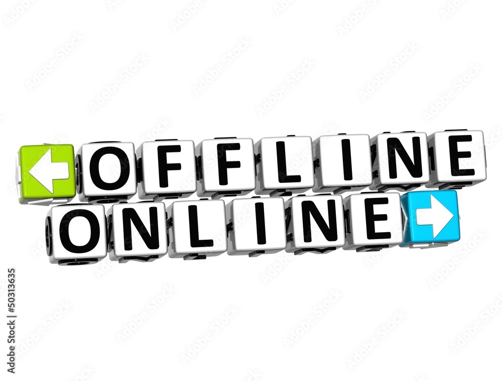 Poster 3d offline online button click here block text