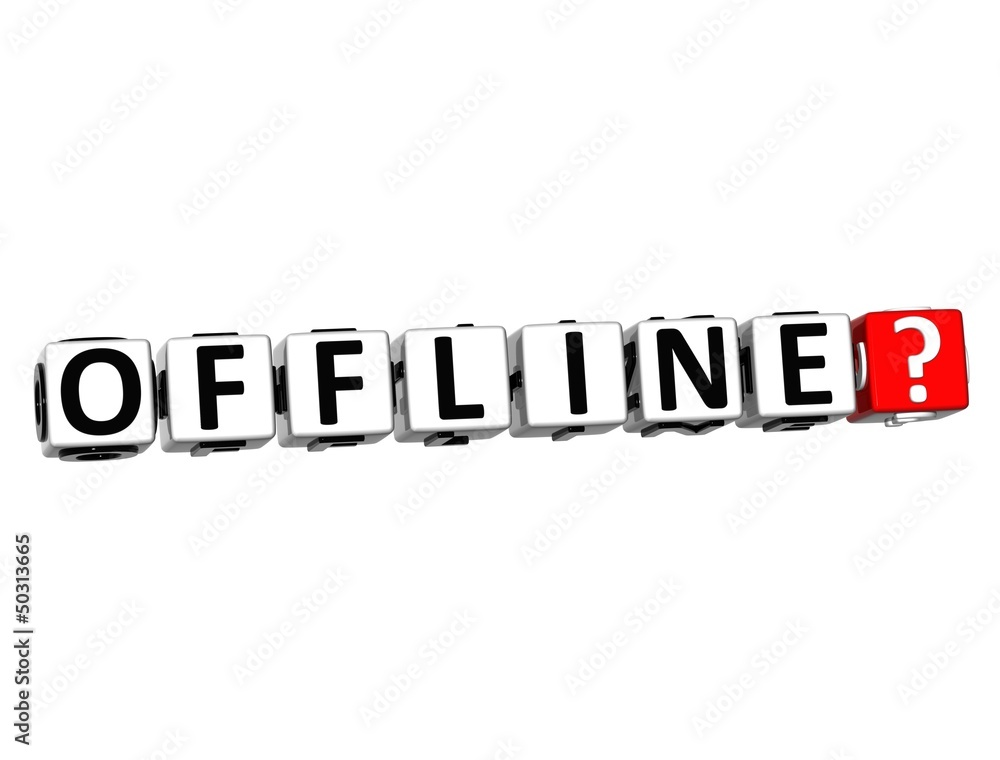 Poster 3d offline button click here block text
