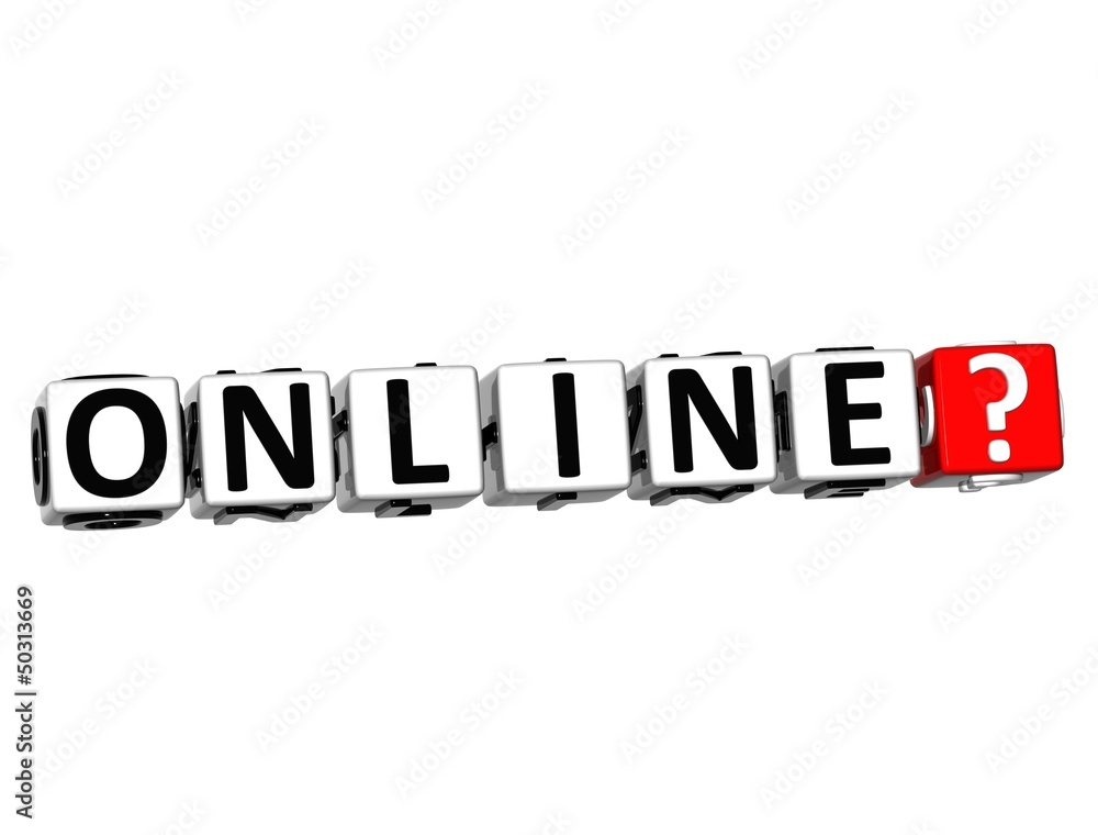 Poster 3d online button click here block text