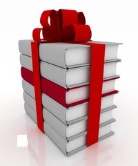 books with a bow on white background