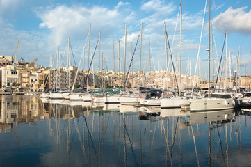Sailboats Moored In Senglea Marina, Valletta