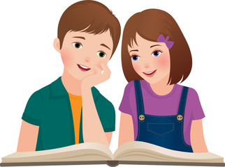 Children read the book