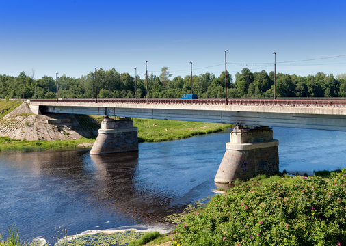 The bridge through the Luga River at Kingisepp,Leningrad region