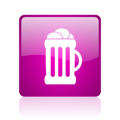 beer violet square web glossy icon