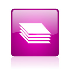 layers violet square web glossy icon