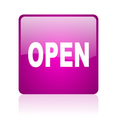 open violet square web glossy icon