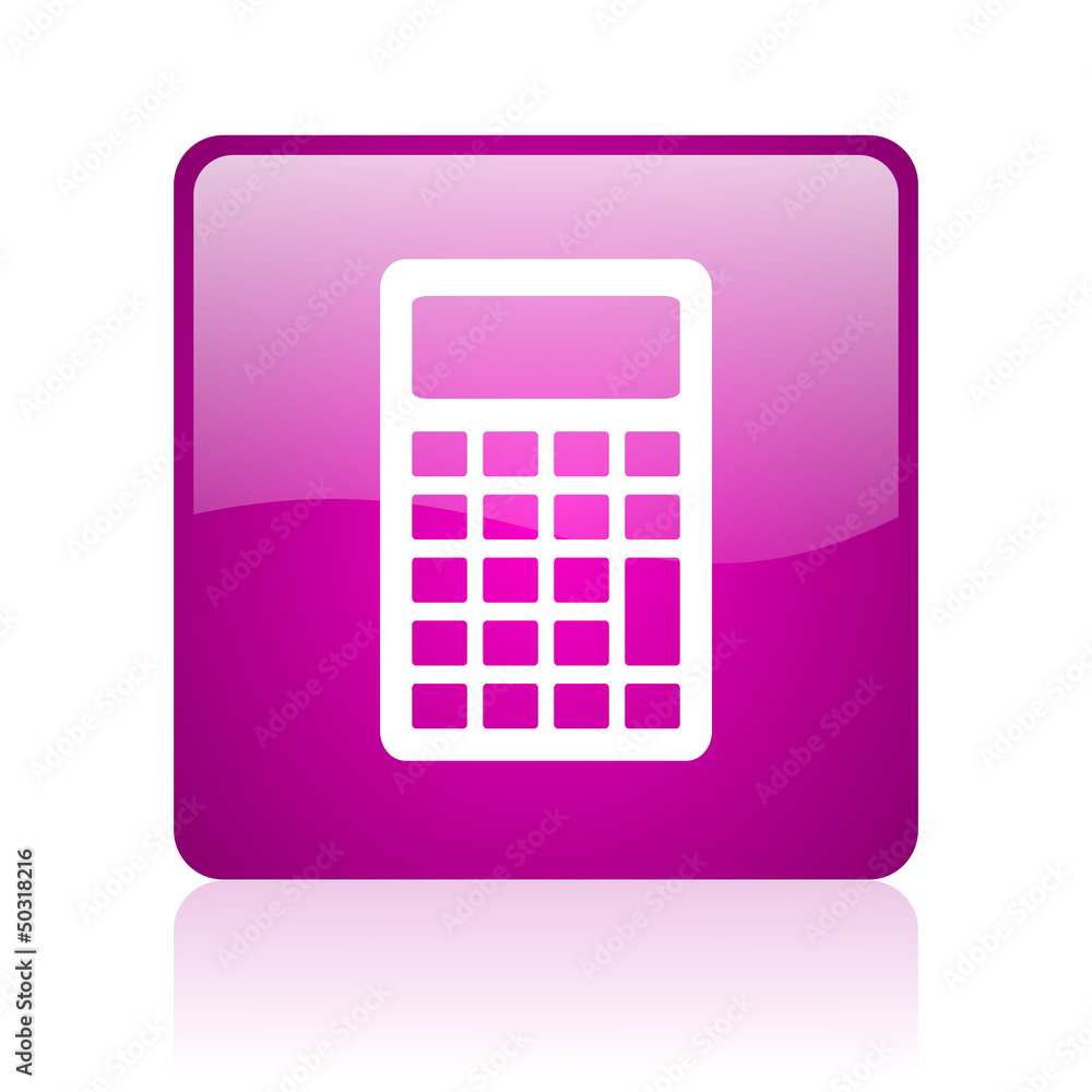 Poster calculator violet square web glossy icon