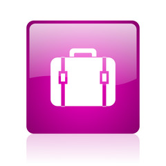 baggage violet square web glossy icon