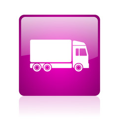 delivery violet square web glossy icon