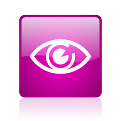 eye violet square web glossy icon