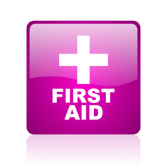 Obraz premium first aid violet square web glossy icon