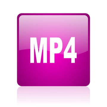mp4 violet square web glossy icon