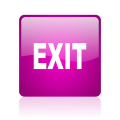 exit violet square web glossy icon