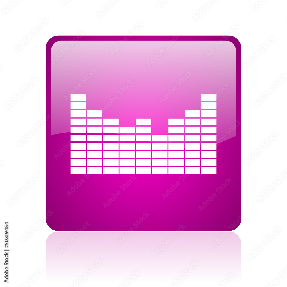 Poster sound violet square web glossy icon