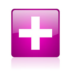 emergency violet square web glossy icon