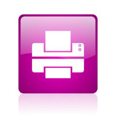 printer violet square web glossy icon