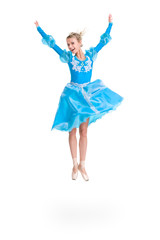 Full length of young ballerina jumping