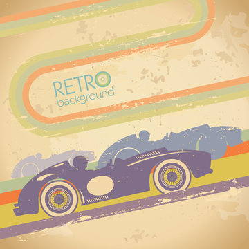 Grunge design template with retro car.