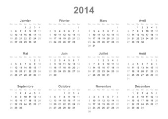 French calendar 2014 - obrazy, fototapety, plakaty