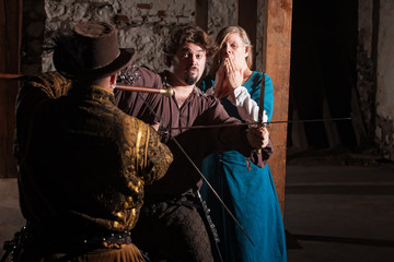 Swordsman Defending Lady