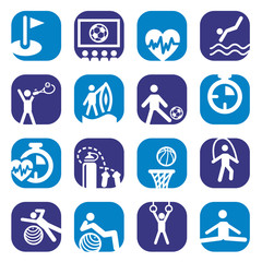 color fitness icons set