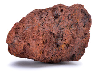 Natural sample of iron ore isolated on white background - obrazy, fototapety, plakaty