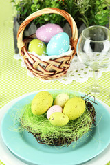 Easter table setting, close up