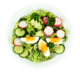 Fresh mixed salad with eggs, salad leaves and other vegetables,