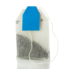 Tea bag isolated on white.