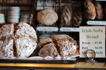 Fresh crusty breads at the bakery