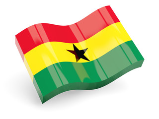 3d flag of ghana isolated on white