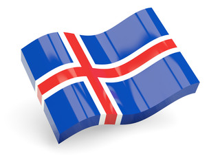 3d flag of iceland isolated on white