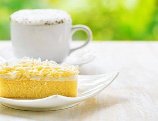 Cup of coffee and fresh cake